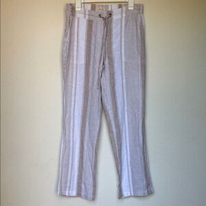 Per Se  Tan and White Striped Chinos